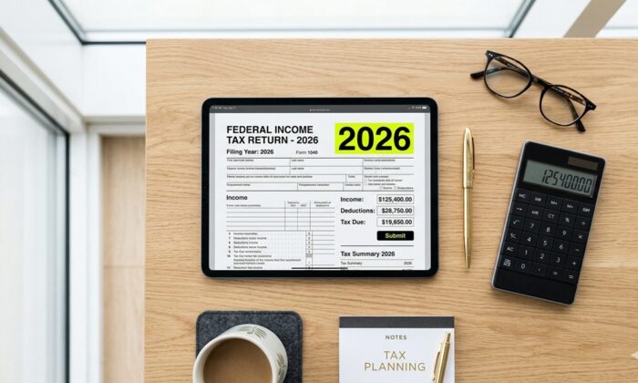 A tablet displaying a 2026 tax document, representing the small business tax changes in 2026.