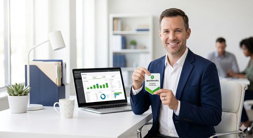 QuickBooks ProAdvisor certification badge small business bookkeeper