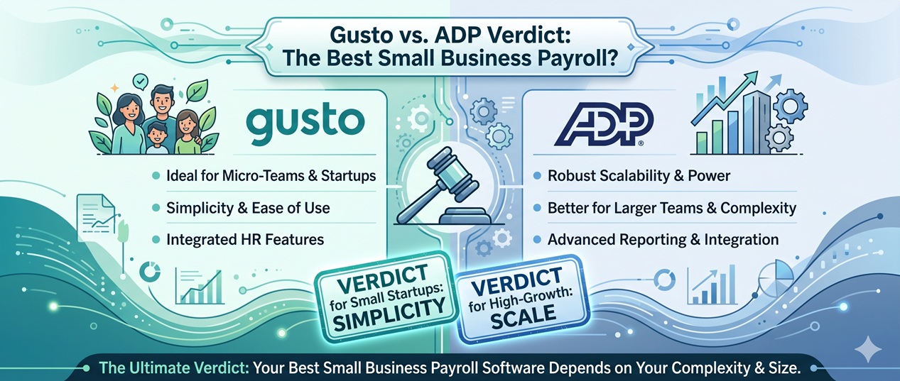 Gusto vs ADP verdict best payroll software small business